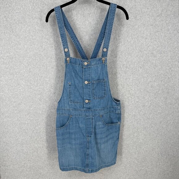 Levis Womens Denim Skirtall Overalls Dress Size M Light Wash Casual Adjustable - Picture 1 of 13